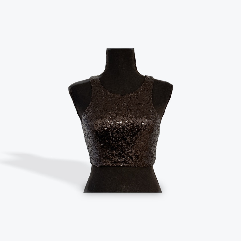 Black Sequin Women's Crop Top Size XS